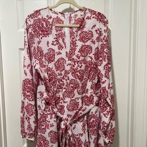 Red and White Floral Dress